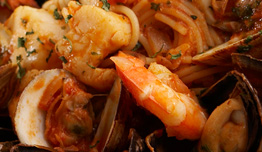Sautéed scallops tiger shrimps mussels
